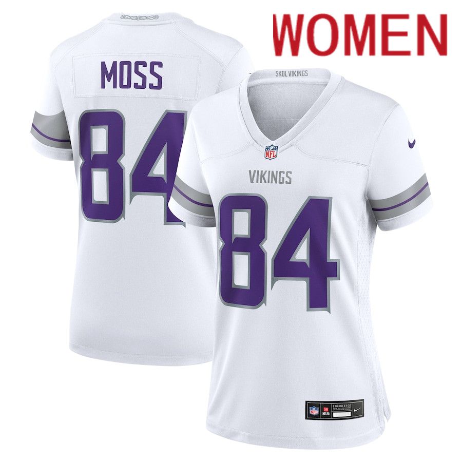 Women Minnesota Vikings 84 Randy Moss Nike White Alternate Retired Player Game NFL Jersey